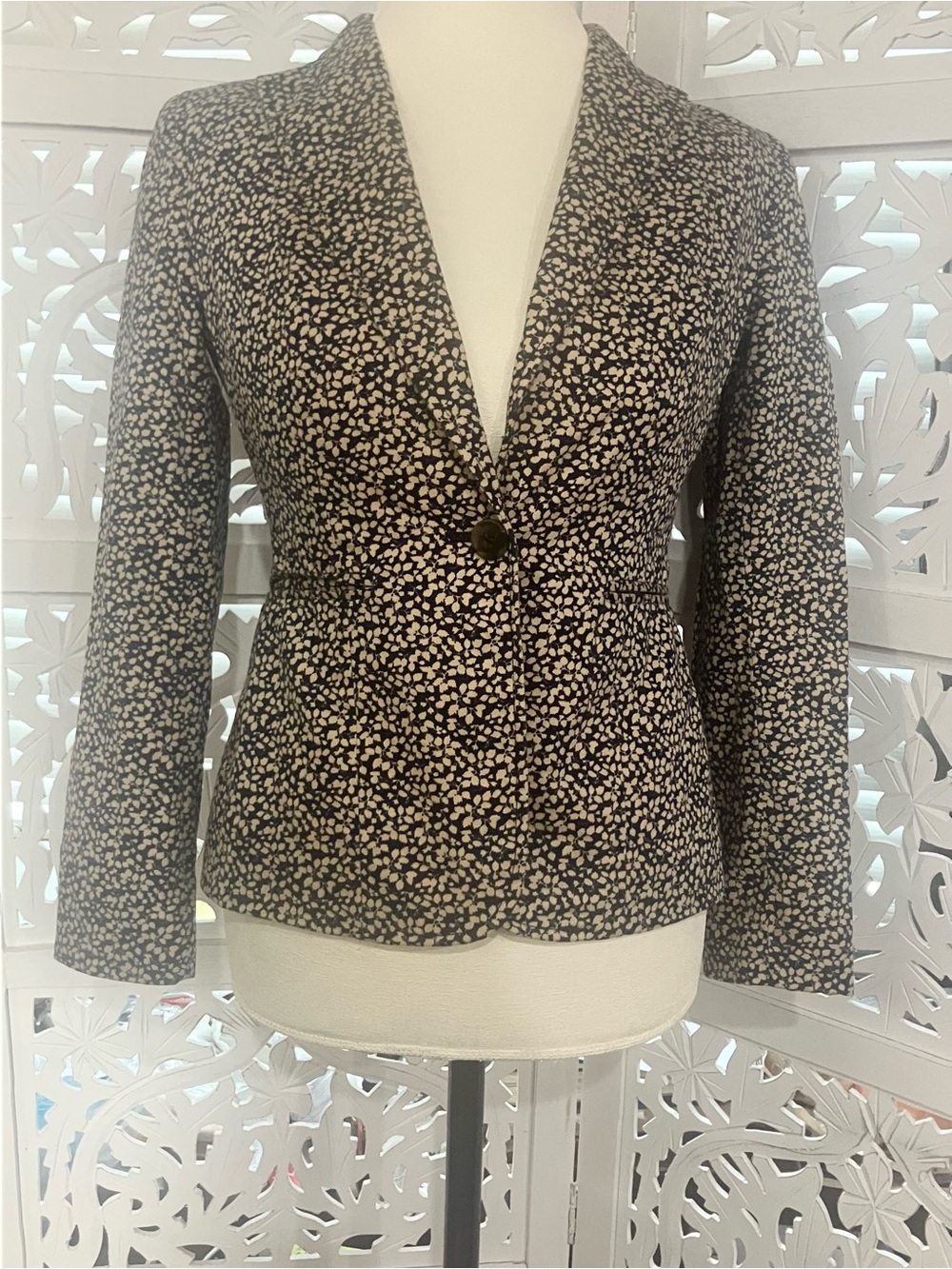 J. CREW Classic Black & Khaki Casual Patterned Women's Blazer